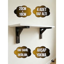 Raf Altı Ahşap Tutucu L Raf Ahşabı Duvar Sabitleyici Ahşap Yakma 4 Adet 20x16cm Beyaz Çam