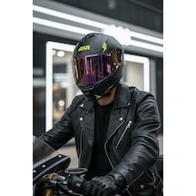 Gıvı 50.x Bones Sarı 1 Renkli 1 Şeffaf Vizörlü Motosiklet Kask İridyum Vizör + Şeffaf