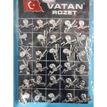 Atatürk Ve Imzası Gümüş Renk Metal Rozet 30 Adetli Paket