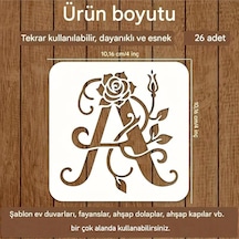 Kaligrafi Harf Şablonları 26 Parça 10x10cm-çiçek Harf Şablonu, Boyama Sticker