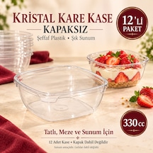 Kristal Kare Kase 330 Cc 12 Li Şeffaf Plastik, Şık Sunumlar İçin İdeal Servis Kabı 64150513