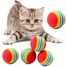3lü Gökkuşağı Sünger Kedi Köpek Çiğneme Oyun Topu 4,2 Cm 5691