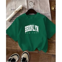 Kozia Outdoors Malkoçbey Broklıyn Baskılı Oversize Unisex Basic O Yaka T-şhirt Yeşil Yeşil