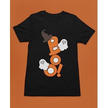Bumeta Cadılar Bayramına Özel Boo Halloween Unisex Tişört T-shirt Siyah
