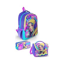 Coral High Kids Lavanta Turkuaz Kulaklı Kız Desenli 3 Lü Okul Çanta Seti Set0123661 Çok Renkli