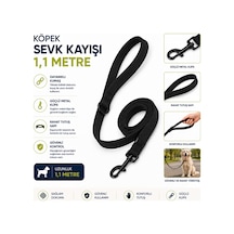 Köpek Sevk Kayışı 1,1 Metre Siyah Dokuma Pedli Tutuş Sapı Metal Klips Çok Renkli