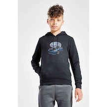 Tshirthane Wrx Baskılı Unisex Çocuk Kapüşonlu Siyah Sweatshirt Siyah