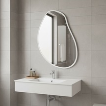 30x39 Cm Modern Düzensiz Organik Form Duvar Aynası Beyaz Çerçeveli Dekoratif Banyo Ve Salon Ayna Modeli Beyaz 30x39 Cm Modern Düzensiz Organik Form Duvar Aynası Beyaz Çerçeveli Dekoratif Banyo Ve Salon Ayna Modeli Beyaz