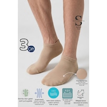 Socketta 3'lü Bej Erkek Bambu Dikişsiz Esnek Anatomik Topuk Görünmez Sneaker Patik Çorap - Premium Bej