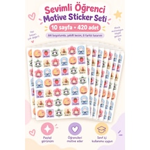 Sevimli Öğrenci Motivasyon Sticker Seti 420 Adet 10 Sayfa Tebrikler, Başardın, Devam Et Ve Ödül Etiketleri Çok Renkli