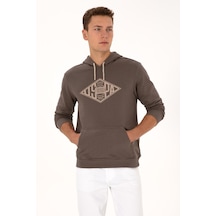 U.S. Polo Assn. Erkek Regular Fit Kapüşonlu Vizon Sweatshirt 2232255