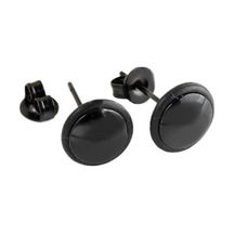 Novahub 1 Çift Erkek Kadın Siyah Yuvarlak Paslanmaz Çelik Kulak Damızlık Küpe Siyah Siyah