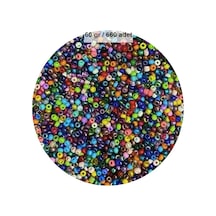 Karışık Renk 4 Mm Yaklaşık 660 Adet / 60 Gram Cam Boncuk Oya Yazma Bileklik Ve Kolye