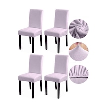 Bambu Nano Kumaş Likralı Lastikli Sandalye Kılıfı Yıkanabilir Esnek Sandalye Örtüsü 4 Lü Set Taş