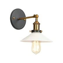Riolight Retro Tekli Metal Duvar Aplik Şapka Çapı 22cm Siyah