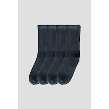 Defne Baby 4 Çift Bamboo Çocuk Soket Çorap Siyah