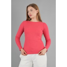 Bayan Uzun Kollu Bisiklet Yaka Fitilli Bluz Pembe Bayan Uzun Kollu Bisiklet Yaka Fitilli Bluz Pembe