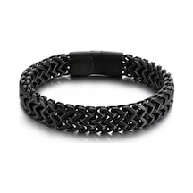 Siyah Hip-hop Takı Hediye Zincir Bağlantı Bilezik Titanyum Çelik Punk Kalın Unisex Bilezik Erkekler İçin Çift Katmanlı 21cm