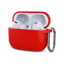 Microsonic Airpods Pro 2.nesil Kılıf Askılı Mat Silikon Kırmızı