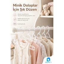 Kristal Bebe Askısı 6 Lı Bebek Çocuk Kıyafet Askısı Şeffaf Plastik Dolap Düzenleyici Askı Beyaz