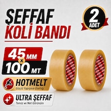 Sanplaza Şeffaf Hotmelt Koli Bandı 45 Mm X 100 Mt Güçlü Yapışkanlı Paketleme Ambalaj Bandı 2 Adet