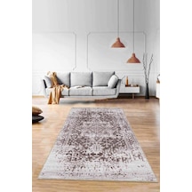 Kahverengi Vintage Kaymaz Tabanlı Dekoratif Halı Rv300n11