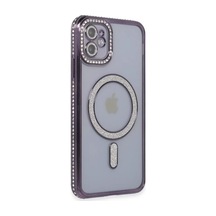 Newface Apple iPhone Uyumlu 11 Kılıf Joke Simli Magneticsafe Kılıf - Derin Mor