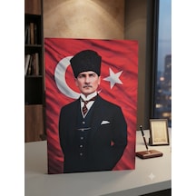 Tablo 60x90 & 40x60 Cm Büyük Orta Boy Ofis Ve Salon Hediyelik Duvar Aksesuarı Atatürk1881 Siyah