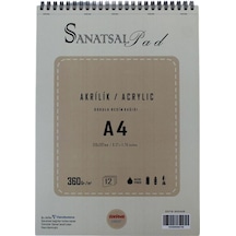 Sanatsal Pad Akrilik Boya Defteri A4 360gr 12 Yaprak Spiralli