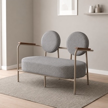 Venüs İkili Koltuk Soft Kumaş Ofis Bekleme Koltuğu Cappuccino Metal İskeletli - Açık Gri