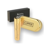 Clipper Kişiye Özel Metal Çakmak Özel Kutulu ve Baskılı Gold
