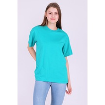 Yeşil Basic Oversize Kadın Tshirt 001