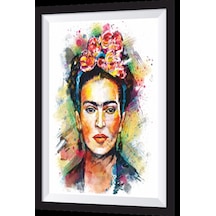 frida kahlo çizim sanatsal çerçeve görünümlü ahşap tablo