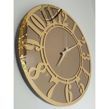 Ayna Denizi Golden Latin Bronze Model Altın Bronz Renk 50 CM Dekoratif Aynalı Duvar Saati Altın