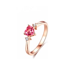 Pırlanta Pembe Taşlı Kalp Yüzük
