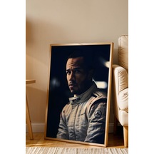 Lewis Hamilton Efsanevi F1 Portresi Çerçeveli Tablo - Lüks Modern Formula 1 Duvar Dekoru Kayın