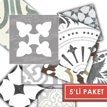 Kendinden Yapışkanlı İngiliz Desenli Pvc Karo 10x10 Cm 5 Li Paket