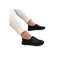 Voyager 9871 Siyah Hakiki Deri Boncuklu Bayan Ayakkabı Siyah