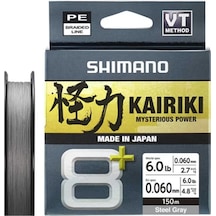 Shimano Kairiki 8+ 150m Steel Grey İp Misina - 0.190mm