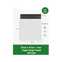 Cepsiz Kargo Poşeti 32 X 41+4 Cm 100 Adet Beyaz