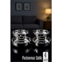 Paslanmaz Yuvarlak Küllük - Metal Kül Tablası - Masaüstü Küllük 4 Lü 722217