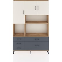 Arges Dolap 8 Raflı 5 Çekmeceli 3 Kapaklı 132x30x195 Çam-aytaşı/antrasit Aytası/antrasıt