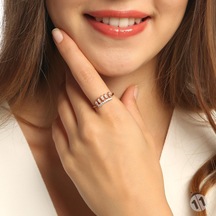 925 Ayar Gümüş Taç Rose Gümüş Yüzük Pembe Altın Kap. Sevgiliye He