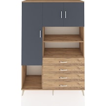 Hyperion Dolap 7 Raflı 4 Çekmeceli 3 Kapaklı 132x44x195 Çam-antrasit/çam Antrasıt/atlas Çam
