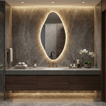 50x100 Cm Modern Oval Led Banyo Aynası Dim Edilebilir Dokunmatik, 3000k Günışığı Sarı