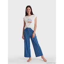 Lcw Dream Lacivert Baskılı Kadın Kaprili Pijama Takımı