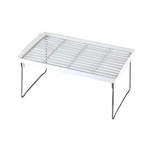 Lirazon Dolap İçi Raf Düzenleyici, Metal Ayaklı, Plastik Mutfak Rafı, Tezgah Üstü Yer Kazandıran Organizer, 14x30cm 7009