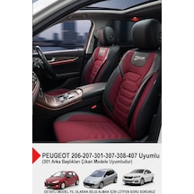 Titanyum Serisi Lüks Keten Oto Koltuk Kılıfı- Peugeot 206-207-208-306-307-407- Uyumlu Bordo