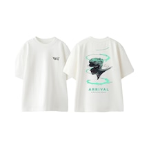 Thewert Arrival Tasarım Sırt Baskılı Pamuk Beyaz Oversize T-shirt