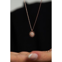 Roza Silver Zirkon Taşlı Rose Güneş Minimal Gümüş Kolye